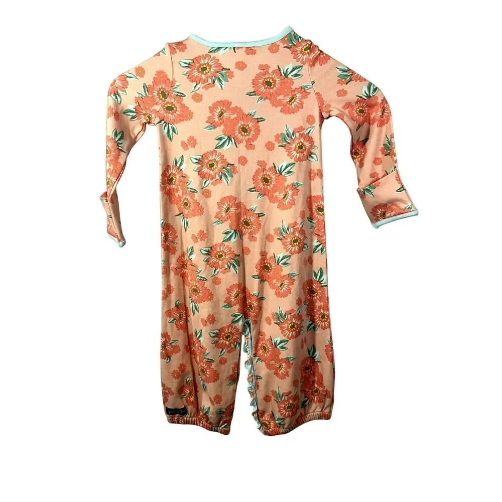 MATILDA JANE Infant Girl Dozing Off Floral Convertible Romper Orange Size 18-24